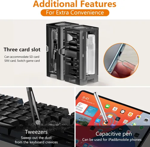 Miniatura 4 de Kit de limpieza de teléfono celular, kit de limpieza para iPhone para puerto de carga, kit de limpieza de teclado para Airpods/Android/USB