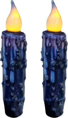 Miniatura 26 de CVHOMEDECO. Velas de cera real sumergidas a mano con temporizador LED con pilas, velas cónicas sin llama primitivas del país, 4-3/4 pulgadas, negro