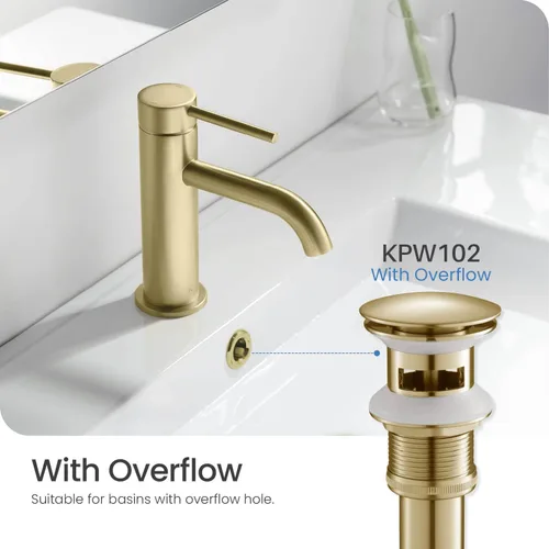 Miniatura 3 de KIBI Desagüe desplegable para fregadero de baño con desbordamiento (cubierta completa) Tapón de drenaje de tocador Drenaje duradero a prueba