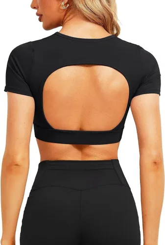 TZLDN Camiseta corta de entrenamiento para mujer, sin costuras, para yoga, gimnasio, manga larga, deportiva, ajustada