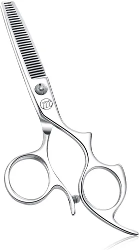 Miniatura 8 de Moontay Juego de tijeras de corte de pelo de 5.5 pulgadas con agujeros grandes para los dedos, tijeras de adelgazamiento de peluquero profesional