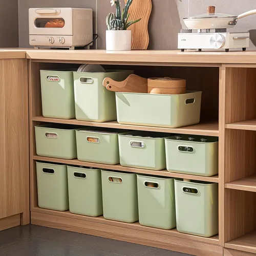 Miniatura 5 de Paquete de 4 contenedores grandes de plástico blanco con tapas, caja de juguetes con asa, contenedores organizadores para bebé, guardería, estantes