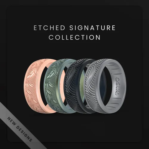 Miniatura 2 de Enso Rings Signature Etched Collection - Anillos clásicos de silicona grabados - Diseño cómodo y flexible - Fabricado en Estados Unidos