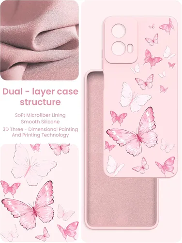 Miniatura 3 de Yucenx Funda para Motorola Moto G 5G 2024 de 6.6 pulgadas, funda de silicona líquida floral para niñas y mujeres, a prueba de golpes, antiarañazos