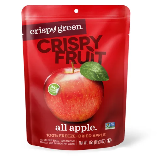 Fruta liofilizada natural Crispy Green, manzana de una sola porción, sin azúcar añadida, 0.53 onzas (paquete de 12)