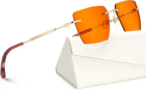 Miniatura 36 de ANYLUV Rimless Blue Light Glasses for Women/Men, Fashion Lightweight Blue Light Blocking Glasses with Stylish Metal Temples