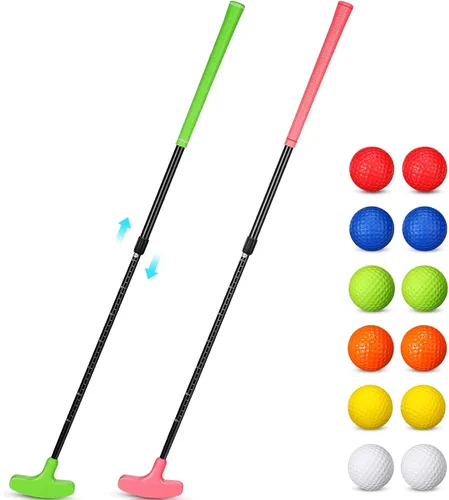 Leyndo Paquete de 2 putters de golf para hombres y mujeres con 12 pelotas de golf bidireccionales ajustables para diestros o zurdos, juego de club