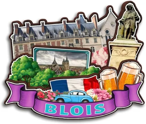 Blois Centre-Val de Loire Francia - Imán de madera para nevera, colección 3D, hecho a mano, viajes, ciudad, recuerdos, nevera, regalo para