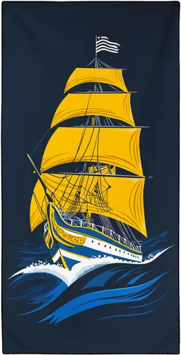 Nautical Sailboat Beach Towel Oversized 36x72 Inch, Sand Free Quick Dry Microfiber Classic Sailing Ship Towel for Ocean Beach Pool Travel