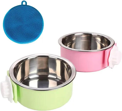 Miniatura 14 de Love Dream Cuencos colgantes para perros y gatos, comedero de agua para alimentos y alimentos con cuencos extraíbles de acero inoxidable y soporte