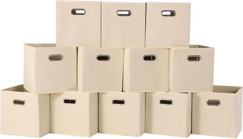 Miniatura 33 de Cubos de Almacenamiento Plegables Negros, Cajas de Almacenamiento de Tela, Organizadores de Cubos con Asas Duales para Organizador del Hogar, Juego