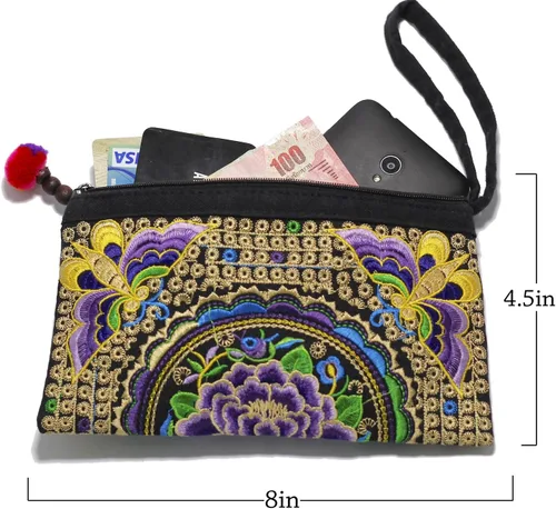 Miniatura 9 de Sabai Jai - Bolso de pulsera para teléfono inteligente - Carteras de embrague bordadas a mano Boho
