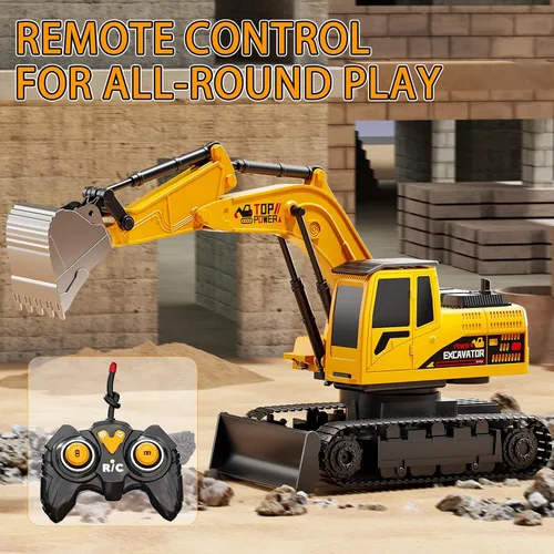 Miniatura 4 de Excavadora de control remoto para niños de 4 a 7 años, excavadora RC para niños, camiones de construcción de 27 MHz, vehículos de juguetes