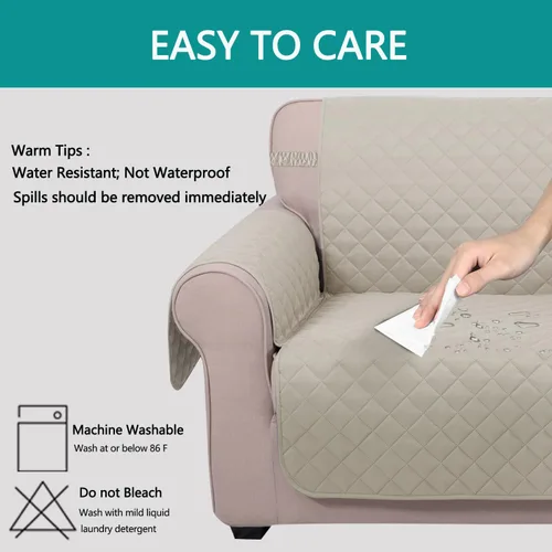 Miniatura 5 de U-NICE HOME Fundas para sofá estilo futón, reversible, sin reposabrazos, protector de muebles, resistente al agua (futón, beige/beige)
