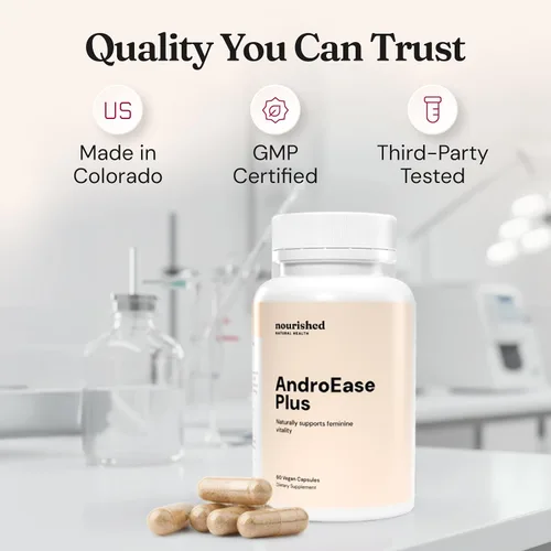 Miniatura 7 de Nourished AndroEase Plus – Balance hormonal vegano para mujeres – Zinc, Reishi, té verde y palma enana americana para mujeres – para energía