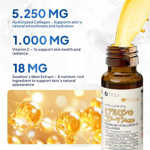 Miniatura 4 de FINE JAPAN Colágeno líquido con nido de golondrina y ácido hialurónico - Apoya la elasticidad de la piel, la salud del cabello y las uñas
