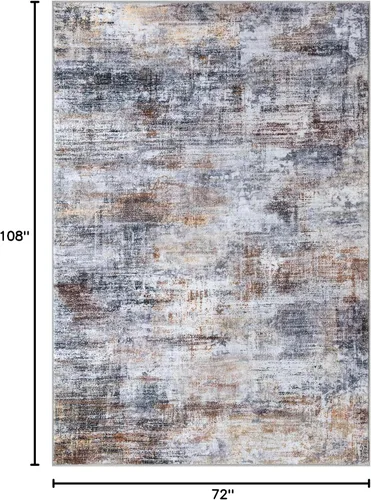 Miniatura 420 de IOHOUZE Alfombra abstracta lavable de 3 x 12 pies para pasillos, antideslizante para cocina, camino de entrada de lana sintética para interiores