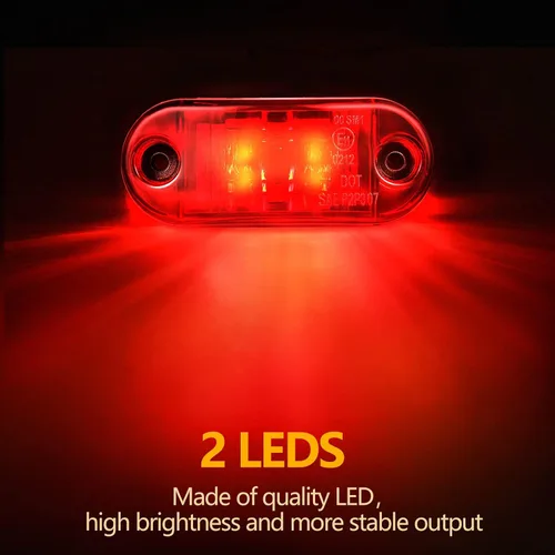 Miniatura 3 de Tallew 10 luces LED de remolque de 2.5 pulgadas, 2 diodos, impermeables, para remolque, marcador lateral, señal ovalada, luces de circulación