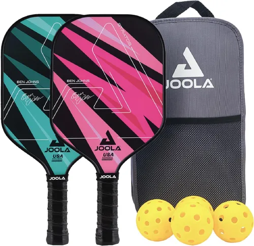 JOOLA Pickleball Paddles Set of 2 – Multiple Colors - Reinforced Fiberglass Surface – Lightweight, Durable, Beginner-Friendly Racket Design – Set