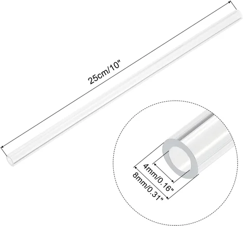 Miniatura 2 de MECCANIXITY Tubo acrílico transparente rígido redondo tubo 0.157 in (5/32") ID 0.315 in (5/16") OD 10" para lámparas y linternas, sistema