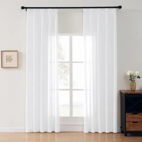 Miniatura 27 de Cortinas semitraslúcidas de lino neutro de 84 pulgadas de largo, cortinas y cortinas de lino beige crema que filtran la luz, tratamientos modernos