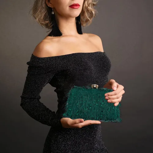 Miniatura 2 de YYW Bolso de mano para mujer, lindo bolso de noche esponjoso, bolso de hombro para banquete de boda, fiesta