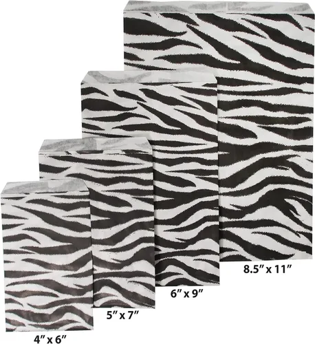 Miniatura 4 de CuteBox Bolsas de regalo de papel plano de cebra / leopardo, 100 unidades (4 x 6 pulgadas) para mercancía, manualidades, recuerdos de fiesta