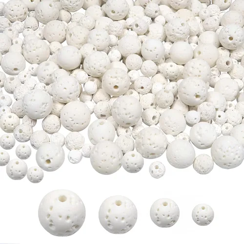 Miniatura 8 de TOAOB - 580 cuentas de lava natural volcánica negra de 0.157 in, 0.236 in, 0.315 in, 0.394 in, cuentas de piedras preciosas sueltas para decoración