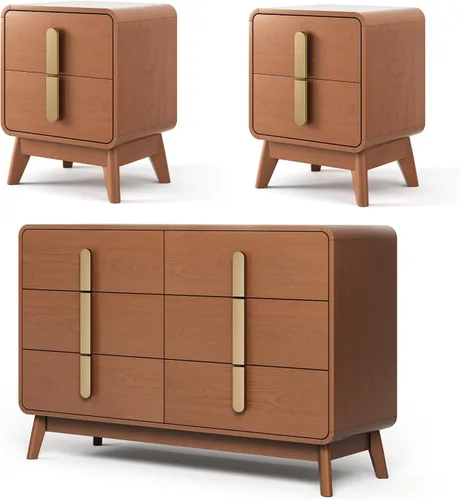Miniatura 7 de JOINICE Juego de Dormitorio Moderno de Mediados de Siglo, Cómoda de 6 Cajones y Juegos de Mesitas de Noche para Dormitorio, Juego de Mesitas