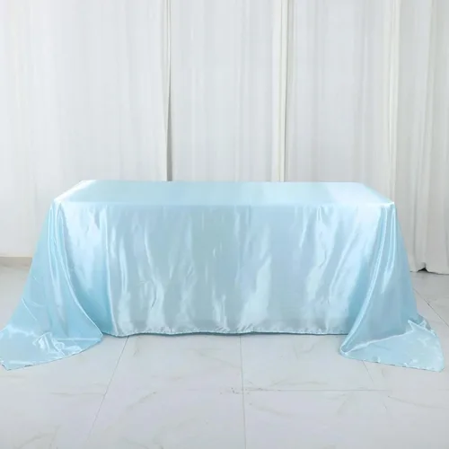 Miniatura 68 de Efavormart - Mantel rectangular de satén, 90 x 132 pulgadas, suave, oblongo, lavable, mantel decorativo de tela sedosa para bodas, fiestas, Plata