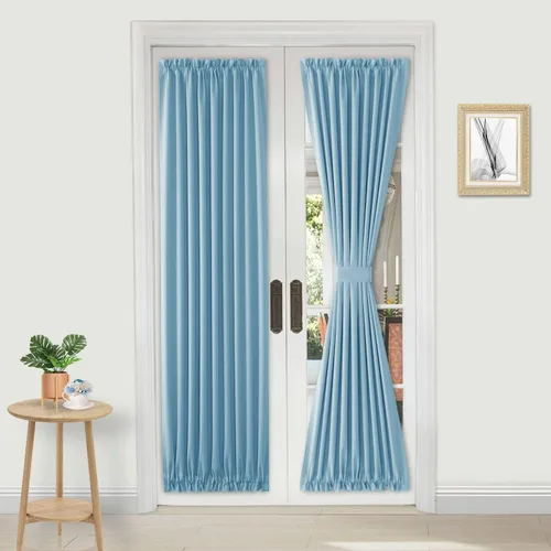 Miniatura 98 de DWCN Cortinas para puerta francesa: cortina térmica con bolsillo para barra para puertas con ventana de vidrio, puertas de cocina y patio