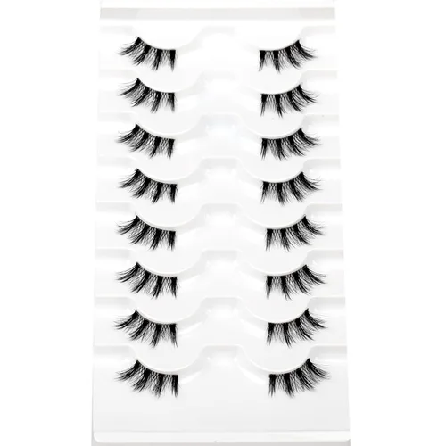 Miniatura 422 de Pooplunch - Pestañas postizas finas de visón sintético, estilo ojo de gato, naturales, cruzadas, tipo racimo, efecto 8D de volumen, tiras