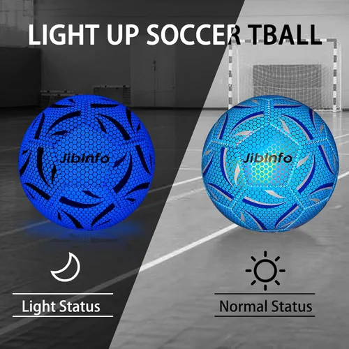 Miniatura 2 de Balón de fútbol iluminado tamaño 5, pelota de fútbol luminosa que brilla en la oscuridad, para juegos de día y noche y regalos de entrenamiento