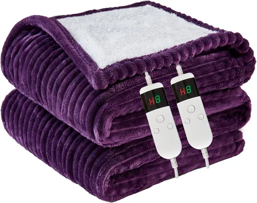 Miniatura 22 de Manta térmica portátil con mangas y bolsillo para el pie, manta térmica de calentamiento rápido con 10 ajustes de calor apagado automático