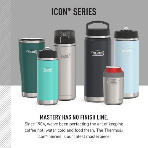 Miniatura 7 de THERMOS ICON SERIES - Botella de agua de acero inoxidable con tapa superior de rosca, 32 onzas, granito, botella de agua aislada con tapa Granite