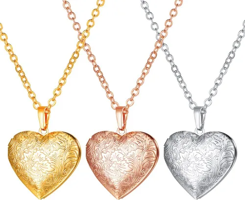 Miniatura 4 de U7 Custom Photo Locket Necklace - Oval & Heart Shaped Locket - GoldSilverRose Gold Personalized Image Necklaces for Women