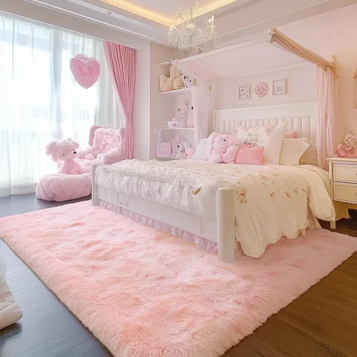 Miniatura 6 de PAGISOFE - Alfombras rosas para dormitorio de niñas de 4 x 6 pies, alfombras de área decorativas y esponjosas para habitación de niñas, alfombras