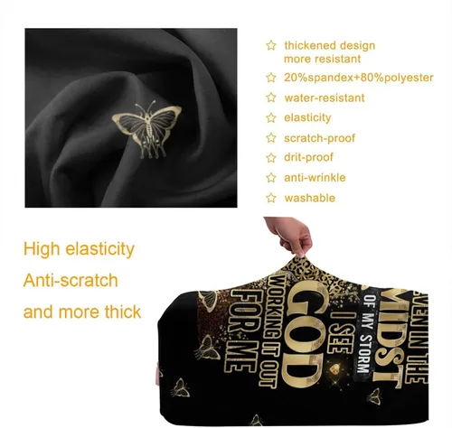 Miniatura 3 de Hepmant Protector de maleta de viaje para mujer afroamericana, elástica, lavable, funda de equipaje con cremallera oculta adecuada para 18-32