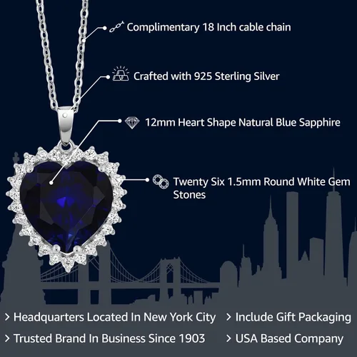 Miniatura 2 de Gem Stone King Collar de corazón de plata de ley 925 Collar con colgante de halo de amor para mujer 1/2 pulgada con cadena de plata