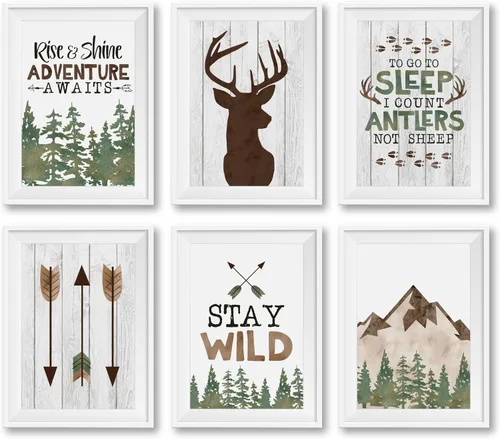Miniatura 11 de Hadley Designs 6 decoraciones de pared de safari para guardería, decoración de guardería sin marco, decoraciones de selva para habitación de niños