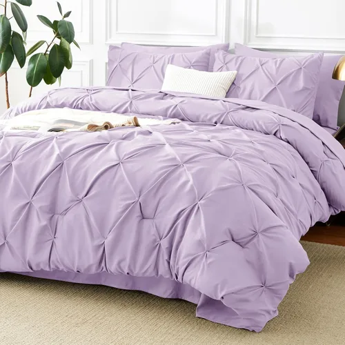 Miniatura 12 de CozyLux - Juego de ropa de cama con pliegues plisados de 7 piezas en una bolsa; edredón tamaño King para todas las estaciones, sábanas, fundas