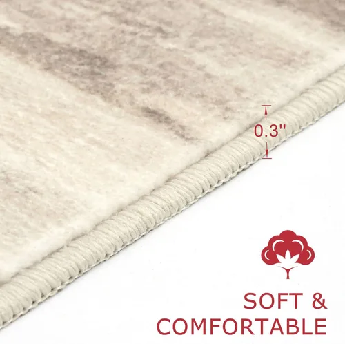 Miniatura 2 de KOZYFLY - Alfombra abstracta moderna para entrada, alfombra lavable para la cocina, 2 x 3 pies, antideslizante y suave, imitación de lana con gris