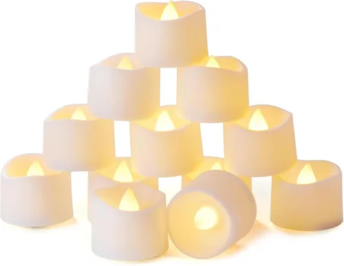 Homemory Velas de té con temporizador que funcionan con pilas, temporizador de 6 horas integrado, encendido automático diario, velas votivas LED sin