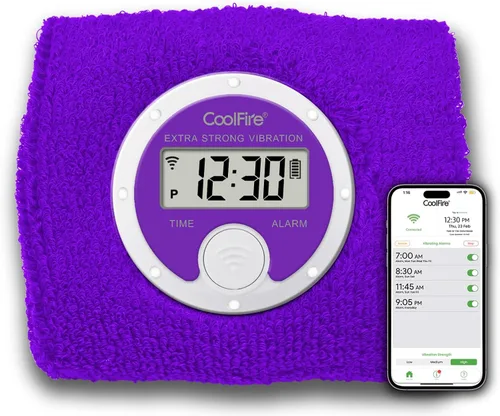 Miniatura 8 de Coolfire - Reloj despertador con banda de sudoración vibratoria, pulsera de alarma silenciosa para despertarse, reloj de vibración para parejas, Azul