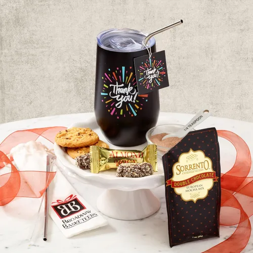 Miniatura 2 de Broadway Basketeers Taza de regalo con texto en inglés «Thank You Sweets and Chocolate», taza aislada de 16 onzas con galletas, golosinas