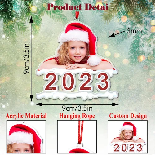 Miniatura 3 de Adornos de Navidad personalizados con foto personalizada, adornos acrílicos personalizados con texto de imagen personalizado 2023, familia, pareja