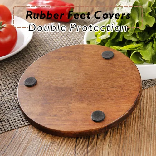 Miniatura 6 de Juego de salvamanteles de hierro fundido con madera de 2 piezas, salvamanteles de madera para platos calientes, almohadillas calientes de cocina