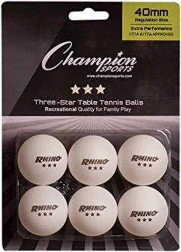 Champion Sports 3 Star Table Tennis Ball Pack – Tournament Size, 40mm Seamless, CTTA & ITTA Approved