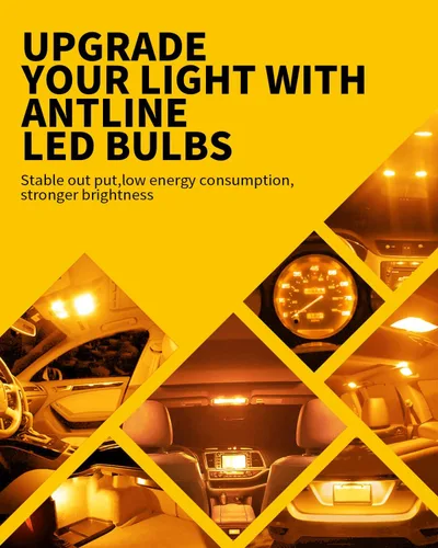 Miniatura 6 de Antline 6614 6641 6612F 6615 F30-WHP TS-14V1CP Bombilla LED de 1.142 in 1.14 pulgadas, amarillo ámbar, superbrillante, Canbus, libre de errores, 12
