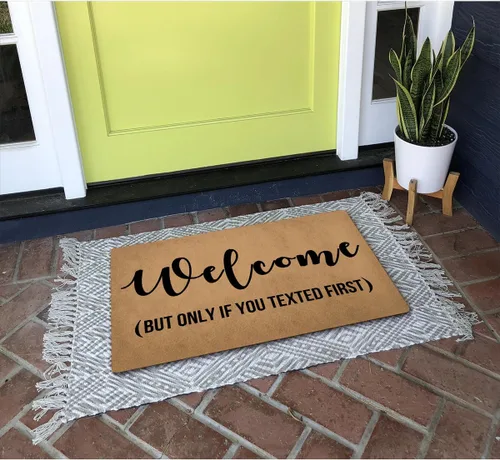 Miniatura 4 de Divertido tapete de bienvenida para decoración de entrada interior, puerta delantera, porche, patio, tapete personalizado con monograma de goma